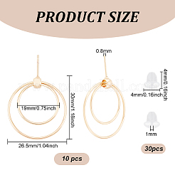 10Pcs Brass Double Ring Dangle Stud Earrings for Women&nbsp;KK-BC0010-49