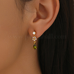 Brass Teardrop Dangle Stud Earrings&nbsp;SW0277