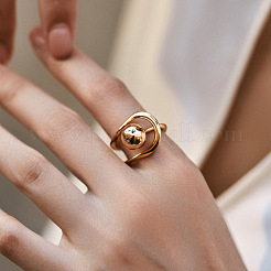 Round Beaded Brass Adjustable Finger Rings&nbsp;FS-WG25FED-01