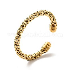 Ion Plating(IP) 304 Stainless Steel Popcorn Chain Open Cuff Bangle&nbsp;BJEW-P283-11G
