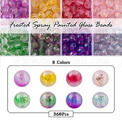 360Pcs 8 Colors Frosted Spray Painted Glass Beads&nbsp;GLAA-YW0001-40