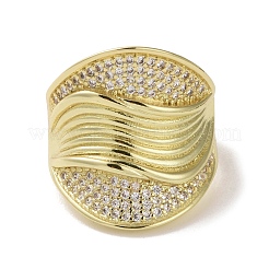 Brass Micro Pave Cubic Zirconia Open Cuff Ring&nbsp;RJEW-K256-48G