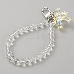 Acrylic Bear Hanging Beaded Keychain Wrist Bracelet Pendant Decoration&nbsp;HJEW-WH0068-15B