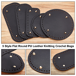 5Pcs 5 Style Flat Round PU Leather Knitting Crochet Bags Nail Bottom Shaper Pad&nbsp;DIY-PH0009-52