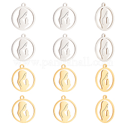 12Pcs 2 Colors 201 Stainless Steel Pendants&nbsp;STAS-UN0041-54