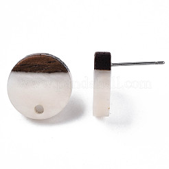 Resin & Walnut Wood Stud Earring Findings&nbsp;MAK-N032-007A