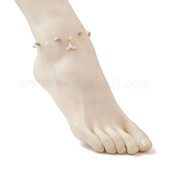 Brass Handmade Natural Labradorite Nuggets Link Chain Alloy Enamel Whale Tail Pendant Anklets for Women&nbsp;AJEW-AN00709-02