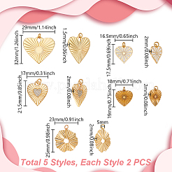 10Pcs 5 Style Brass & 304 Stainless Steel Pendants&nbsp;PALLOY-GA00060