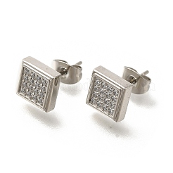 304 Stainless Steel Micro Pave Clear Cubic Zirconia Stud Earrings&nbsp;EJEW-H018-03P-04