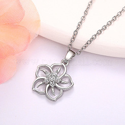 Sakura Brass Micro Pave Clear Cubic Zirconia Pendant Necklaces for Women&nbsp;FS-WG50C9C-01