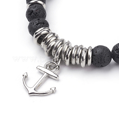 Natural Lava Rock Charm Bracelets&nbsp;BJEW-JB03403-01