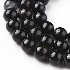 Natural Black Tourmaline Beads Strands&nbsp;G-F666-05-6mm
