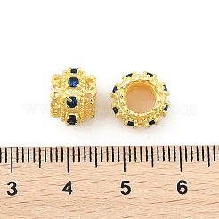 Brass Micro Pave Cubic Zirconia European Beads&nbsp;KK-P297-01G-03