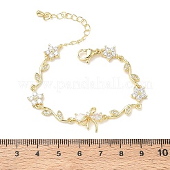 Brass Micro Pave Cubic Zirconia Link Chain Bracelets for Women&nbsp;BJEW-C156-04E-04G