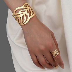 Hollow Leaf Alloy Cuff Bangles & Cuff Rings Sets&nbsp;FS-WG8AB1D-01