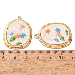 304 Stainless Steel & Cloth Embroidered Pendants&nbsp;FB-CBAFBAF-01G