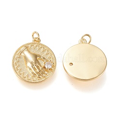 Brass Micro Pave Clear Cubic Zirconia Pendants&nbsp;ZIRC-K086-02G