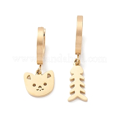3 Pair 3 Style Heart & Bear & Fish & Clover Crystal Rhinestone Asymmetrical Earrings&nbsp;EJEW-B020-15G