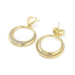 Rack Plating Brass Micro Pave Cubic Zirconia Studs Earrings&nbsp;EJEW-B047-03G-03