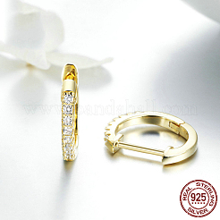 925 Sterling Silver Cubic Zirconia Hoop Earrings&nbsp;EJEW-FF0010-15G