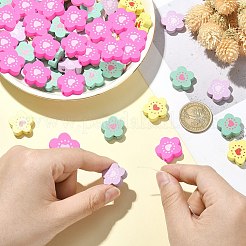 150Pcs 5 Colors Spray Painted Wood Beads&nbsp;WOOD-CJ0001-81