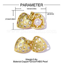 Brass Micro Pave Clear Cubic Zirconia Pendants&nbsp;CU-OY001-46G