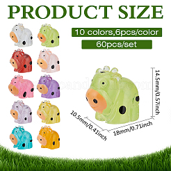 60Pcs 10 Colors Luminous Resin Dairy Cattle Display Decorations&nbsp;DJEW-MA0001-05