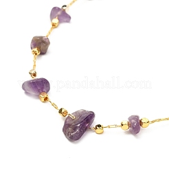 Natural Amethyst Chip Beaded Necklace for Girl Women&nbsp;NJEW-JN03708-01