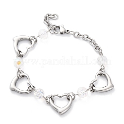 201 Stainless Steel Heart Link Chain Bracelets&nbsp;BJEW-B078-177P-02