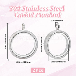 2Pcs Stainless Steel Locket Pendants&nbsp;STAS-BBC0010-31B