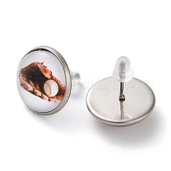 Sport Balls Glass & 304 Stainless Steel Stud Earrings for Women&nbsp;LS-EJEW-H005-01P-06