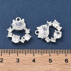 Brass Micro Pave Clear Cubic Zirconia Pendants&nbsp;KK-C168-19S