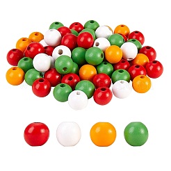 200Pcs 4 Colors Painted Natural Wood Beads&nbsp;WOOD-SZ0001-06
