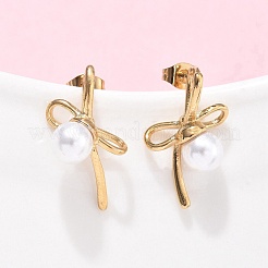 Bowknot 304 Stainless Steel Stud Earrings&nbsp;EJEW-C142-07G