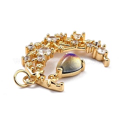 Brass Micro Pave Cubic Zirconia Pendants&nbsp;ZIRC-H122-04G-01