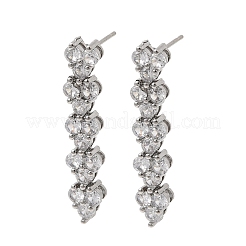 Flat Round Brass Micro Pave Clear Cubic Zirconia Stud Earrings&nbsp;EJEW-H180-12P