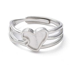 Non-Tarnish 304 Stainless Steel Hollow Heart Adjustable Rings&nbsp;RJEW-D006-22P
