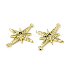 Brass Micro Pave Clear & Black Cubic Zirconia Connector Charms&nbsp;KK-E068-VB040