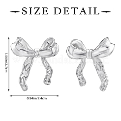 1 Pair Bowknot Brass Stud Earrings for Women&nbsp;EJEW-SZ0002-03P
