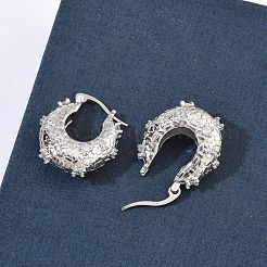 Brass Micro Pave Clear Cubic Zirconia Hoop Earrings&nbsp;LS-EJEW-C181-07P