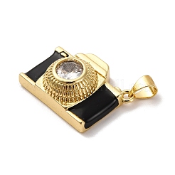 Brass Micro Pave Cubic Zirconia & Enamel Pendants&nbsp;X-KK-Q098-36G-A
