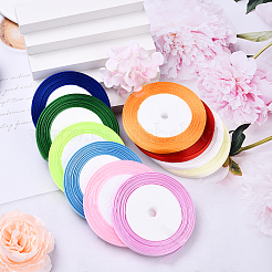 10 Rolls 10 Colors Single Face Satin Ribbon&nbsp;SRIB-YW0001-01