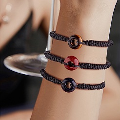 Synthetic Blue Goldstone Donut Braided Bead Bracelet&nbsp;BJEW-SW00047-12