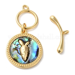 Brass Toggle Clasps with Paua Shell&nbsp;KK-N254-71G