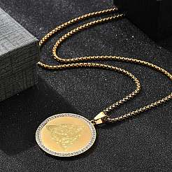 201 Stainless Steel Rhinestone Pendant Necklaces for Women&nbsp;NJEW-U021-06P