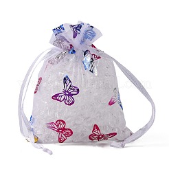 Rectangle Printed Organza Drawstring Bags&nbsp;CON-PW0001-057A