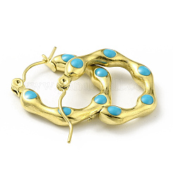 Ion Plating(IP) 304 Stainless Steel Hexagon Hoop Earrings with Enamel for Women&nbsp;EJEW-G293-17B-G