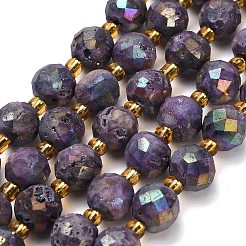 Electroplated Natural Druzy Geode Crystal Beads Strands&nbsp;G-F833-P01-10mm-02
