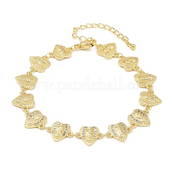 Virgin Mary Theme Brass Micro Pave Clear Cubic Zirconia Link Chain Bracelets for Women&nbsp;BJEW-A090-08C-G
