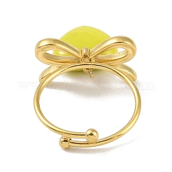 Bowknot 304 Stainless Steel Open Cuff Ring&nbsp;RJEW-Z037-02G-03